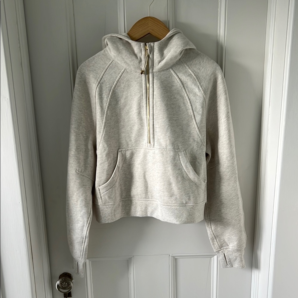NEW WITH TAGS Lululemon Scuba Oversized Half Zip Hoodie Oatmeal with Gold